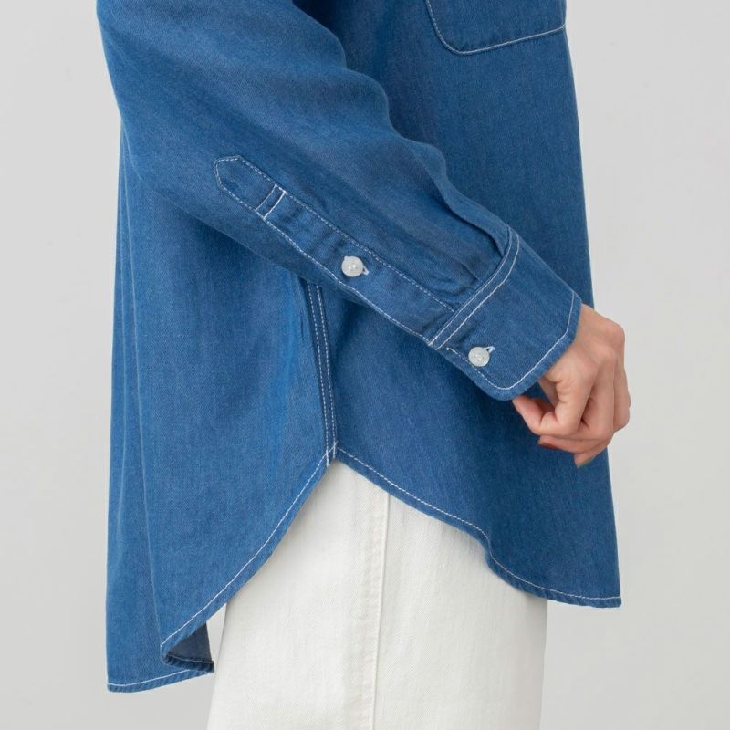 NAVY  リヨセルデニムセミワイドシャツ レディース商品画像-8