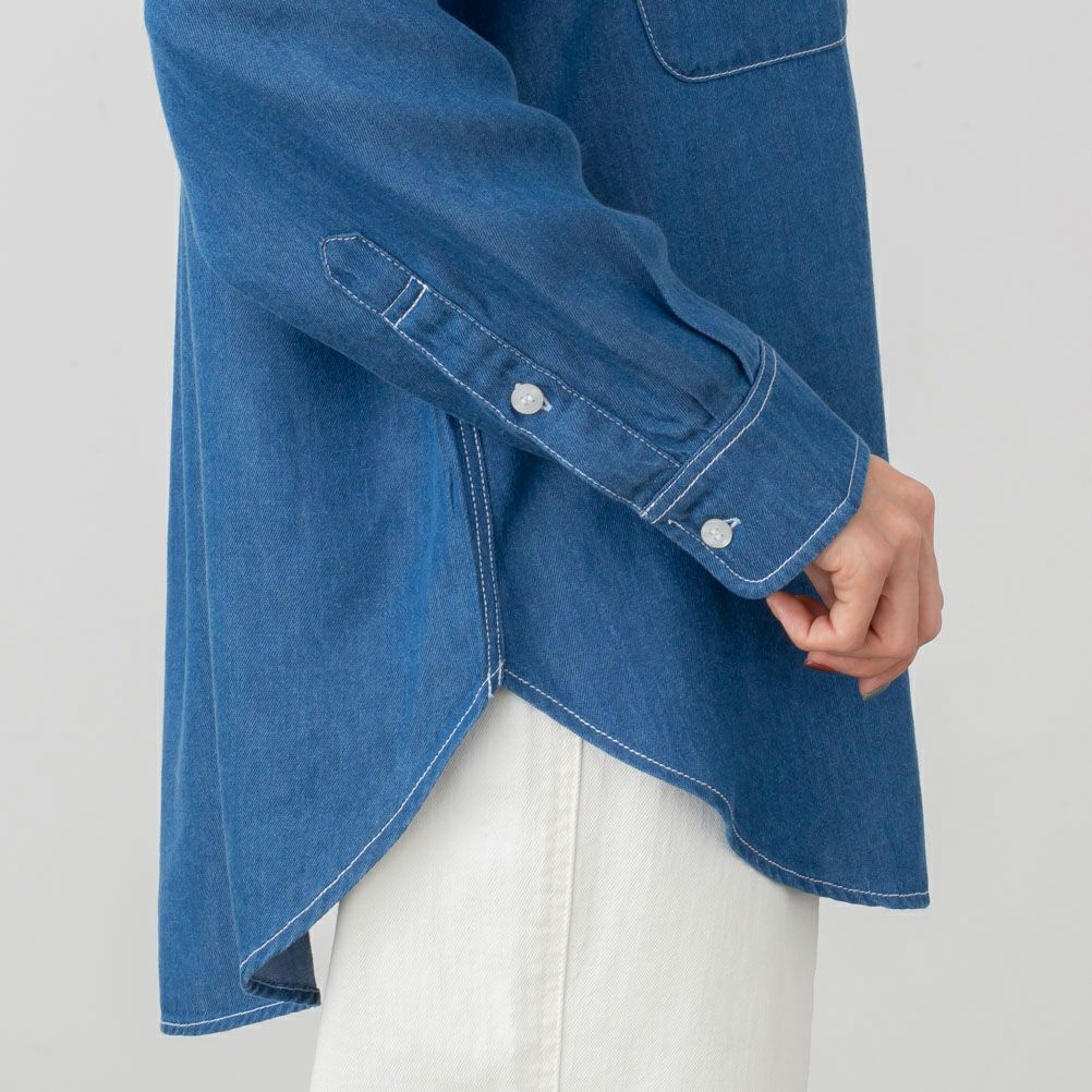 NAVY リヨセルデニムセミワイドシャツ レディース