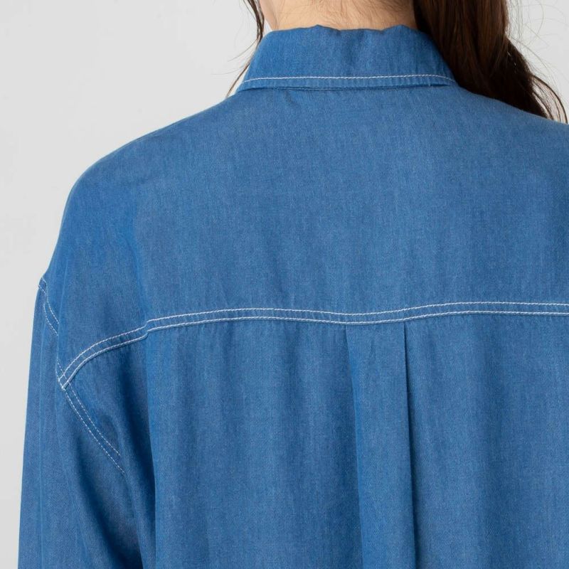 NAVY  リヨセルデニムセミワイドシャツ レディース商品画像-9