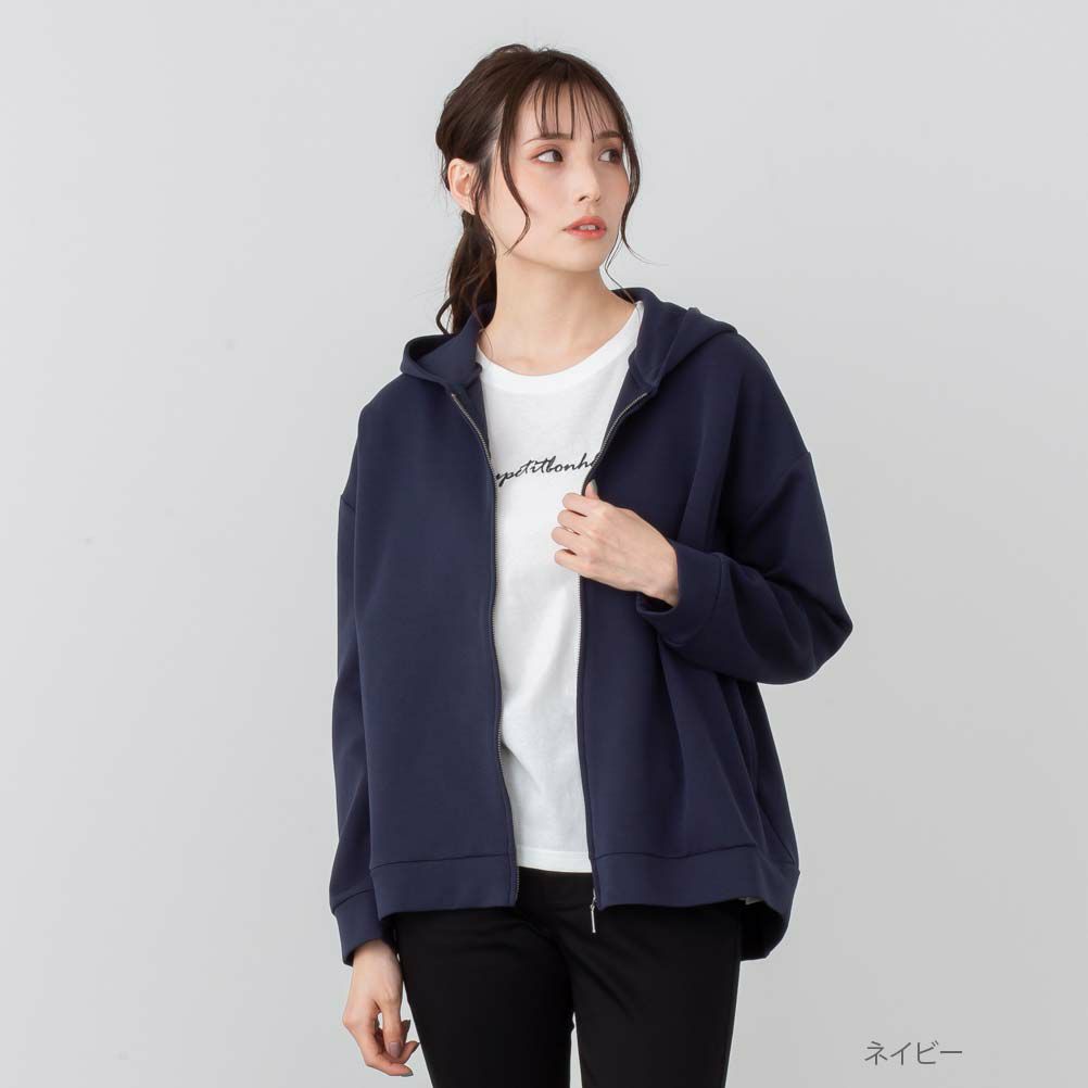 NAVY Feel Touch ジップアップパーカー レディース 