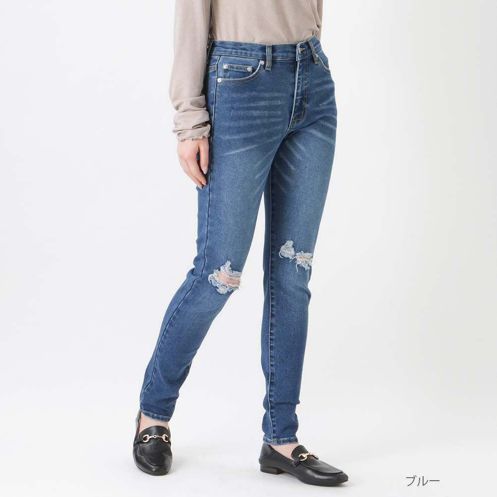 NAVY GOOD STYLE JEANS ダメージスキニーパンツ レディース