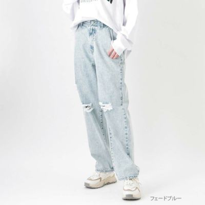 NAVY GOOD STYLE JEANS ダメージワイドパンツ レディース