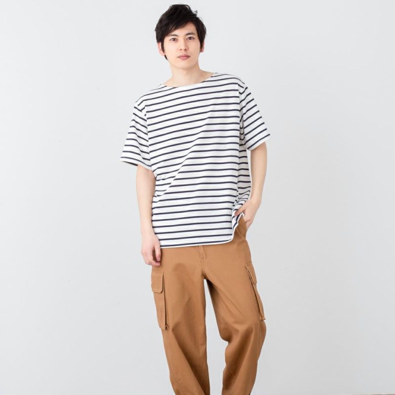 NAVY バスクボーダー半袖Tシャツ メンズ メール便 対応商品商品画像-4