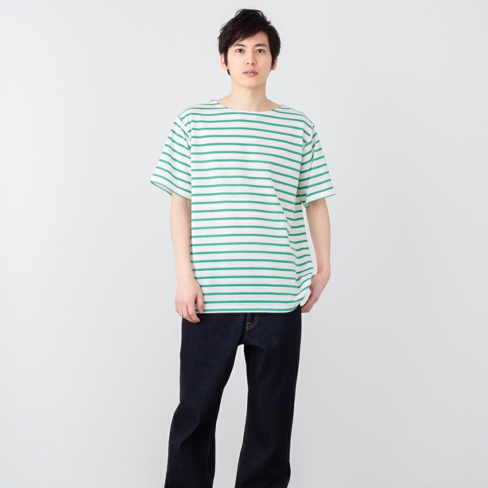 NAVY バスクボーダー半袖Tシャツ メンズ ネコポス 対応商品