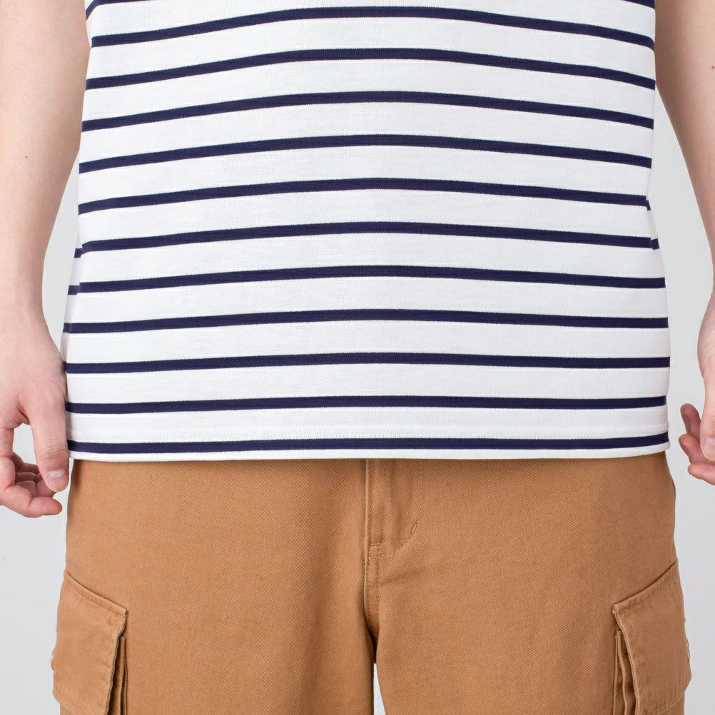 NAVY バスクボーダー半袖Tシャツ メンズ ネコポス 対応商品