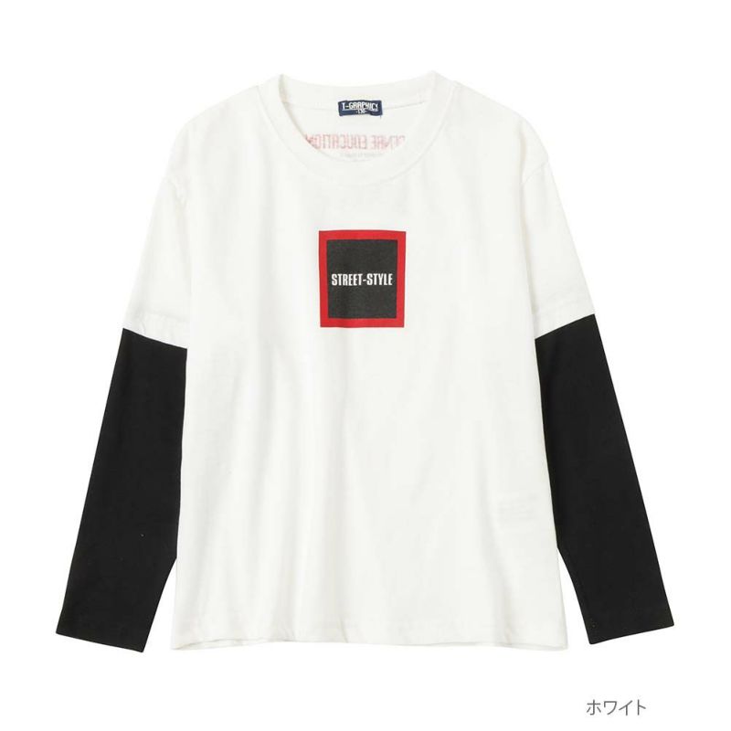 T-GRAPHICS フェイクレイヤードロングスリーブTシャツ キッズ メール便 対応商品商品画像-1