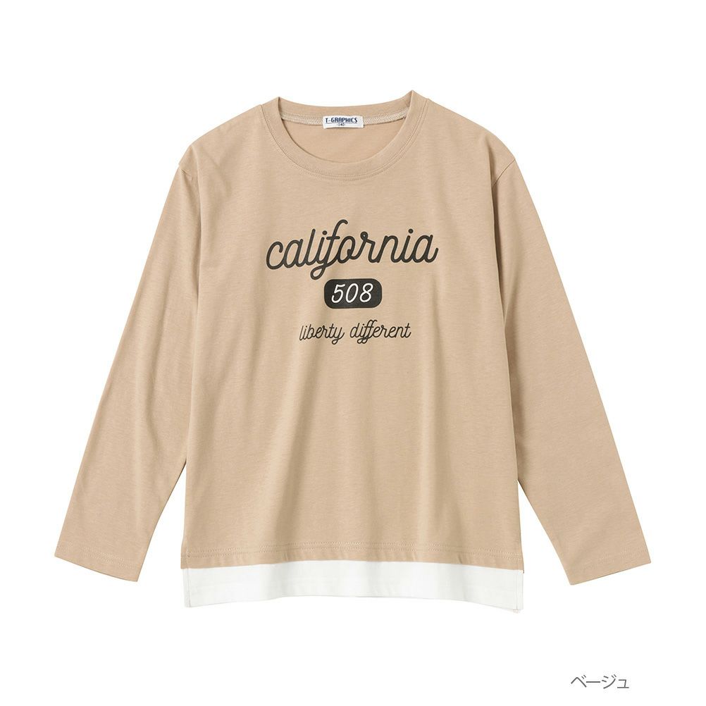 T-GRAPHICS 裾フェイクレイヤードロングスリーブTシャツ キッズ ネコポス 対応商品