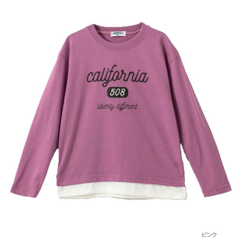 T-GRAPHICS  裾フェイクレイヤードロングスリーブTシャツ キッズ ネコポス 対応商品商品画像-2