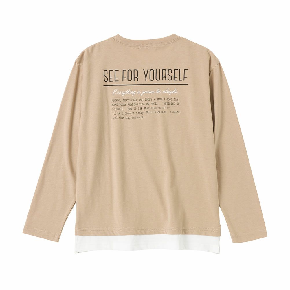 T-GRAPHICS 裾フェイクレイヤードロングスリーブTシャツ キッズ ネコポス 対応商品