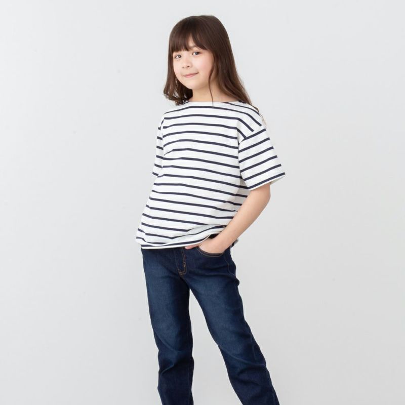 NAVY バスクボーダー半袖Tシャツ キッズ メール便 対応商品商品画像-4