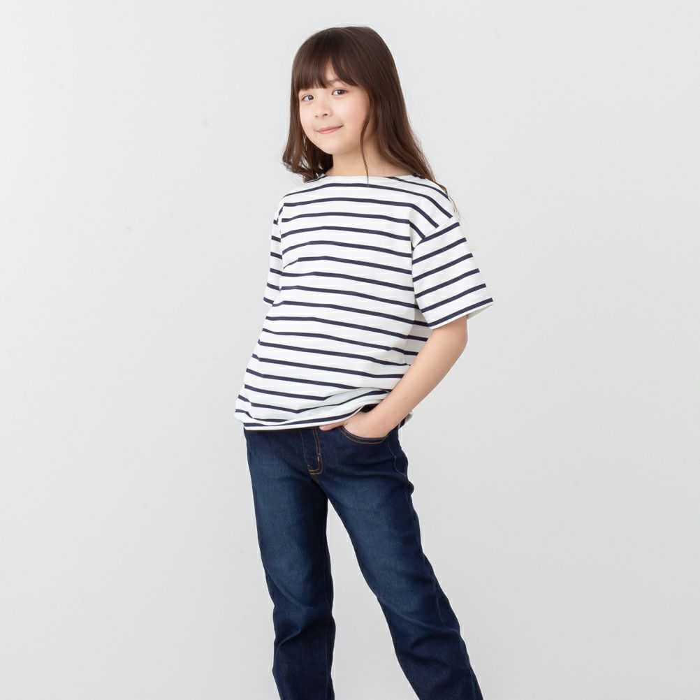 NAVY バスクボーダー半袖Tシャツ キッズ ネコポス 対応商品