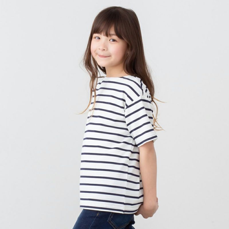 NAVY バスクボーダー半袖Tシャツ キッズ メール便 対応商品商品画像-5
