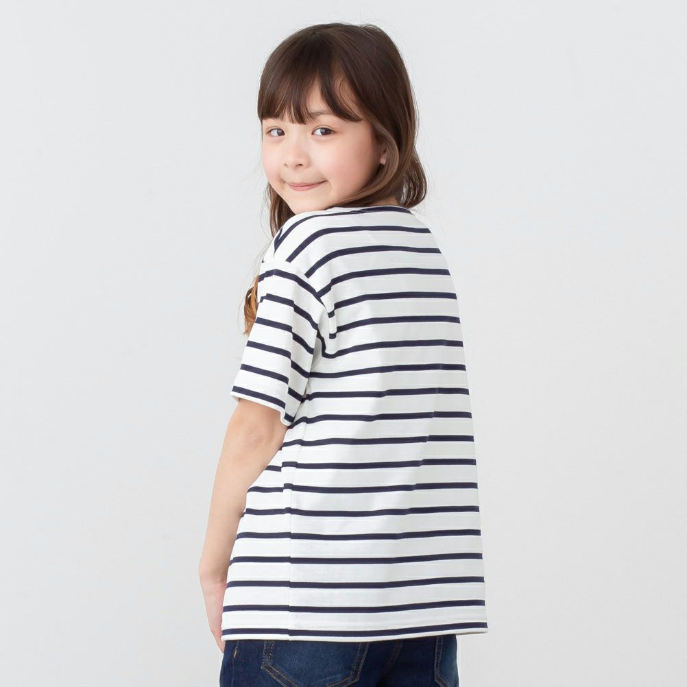 NAVY バスクボーダー半袖Tシャツ キッズ ネコポス 対応商品