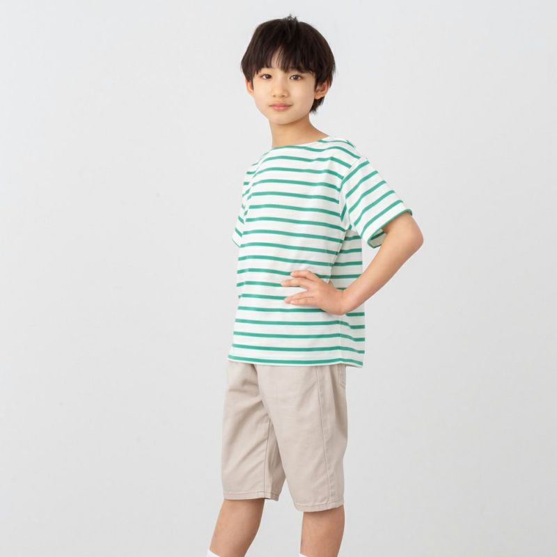 NAVY バスクボーダー半袖Tシャツ キッズ メール便 対応商品商品画像-7