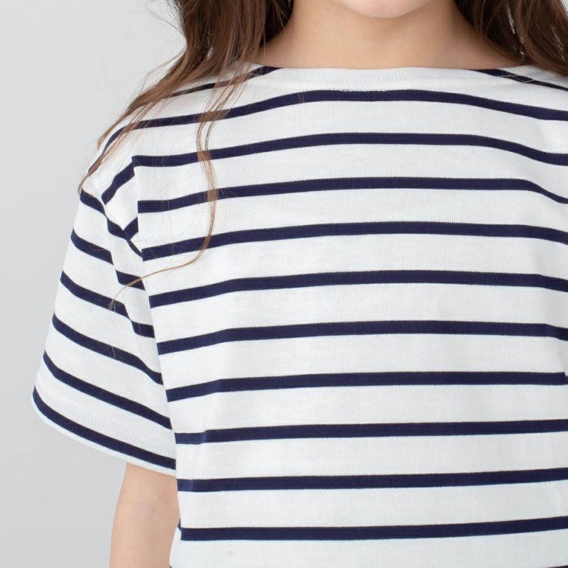 NAVY バスクボーダー半袖Tシャツ キッズ メール便 対応商品商品画像-9