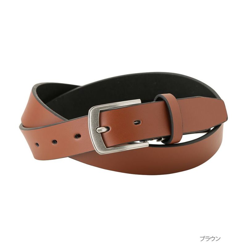 30mm 牛革無地ピンバックルベルト メンズ商品画像-2