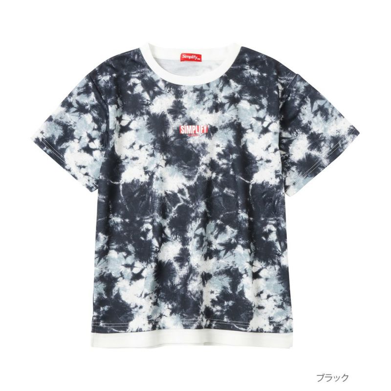 Simplify ポンチ素材 タイダイフェイクレイヤードTシャツ キッズ ネコポス 対応商品商品画像-2