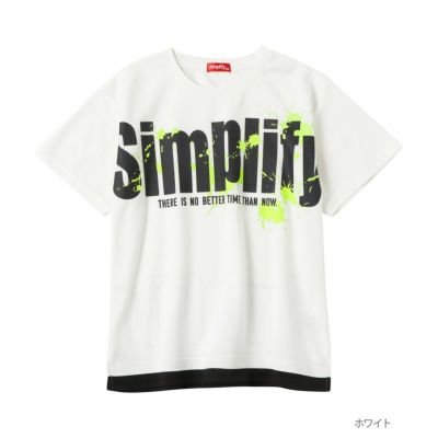 Simplify ポンチ素材 ロゴフェイクレイヤードTシャツ キッズ ネコポス 対応商品