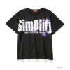 Simplify ポンチ素材 ロゴフェイクレイヤードTシャツ キッズ ネコポス 対応商品