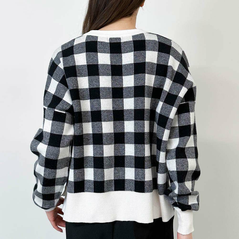 GOOD CREW ジャガードギンガムチェックニットプルオーバー レディース