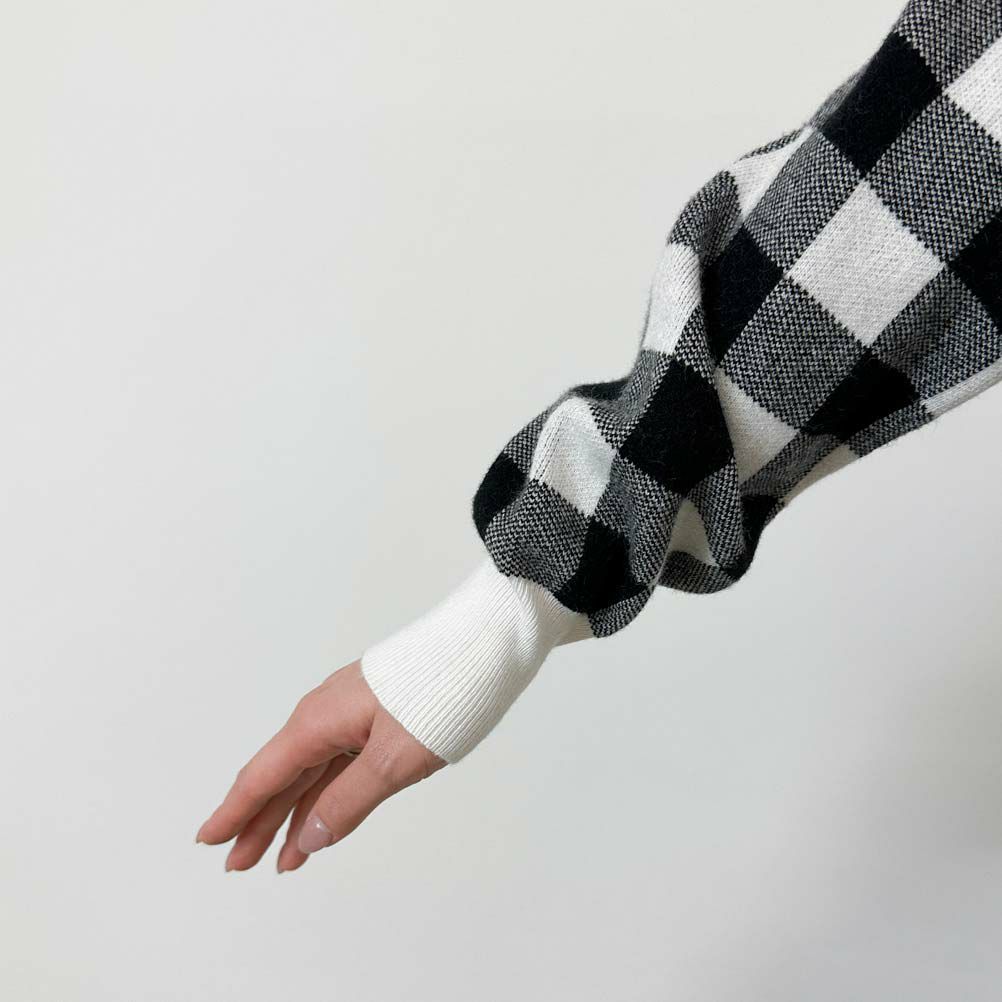 GOOD CREW ジャガードギンガムチェックニットプルオーバー レディース