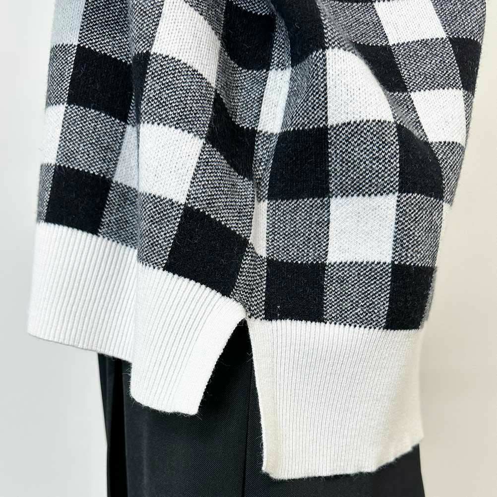 GOOD CREW ジャガードギンガムチェックニットプルオーバー レディース