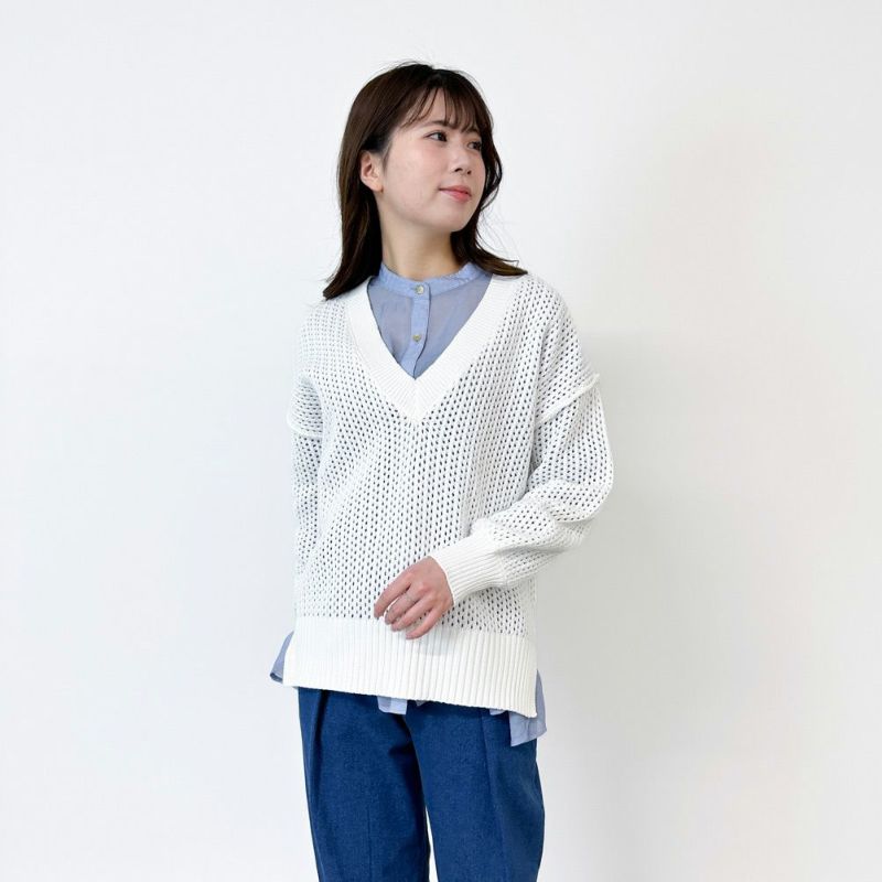 24SS AURALEE コットンメッシュニットプルオーバー 3 BLUE 24SS AURALEE コットンメッシュニットプルオーバー 3 BLUE