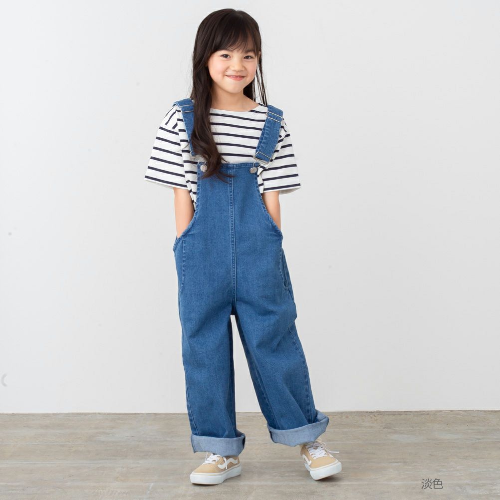 NAVY ストレッチデニムサロペット キッズ