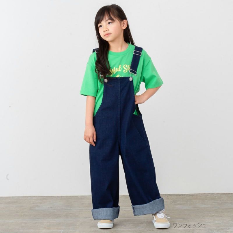 NAVY ストレッチデニムサロペット キッズ