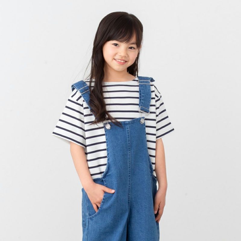 NAVY ストレッチデニムサロペット キッズ