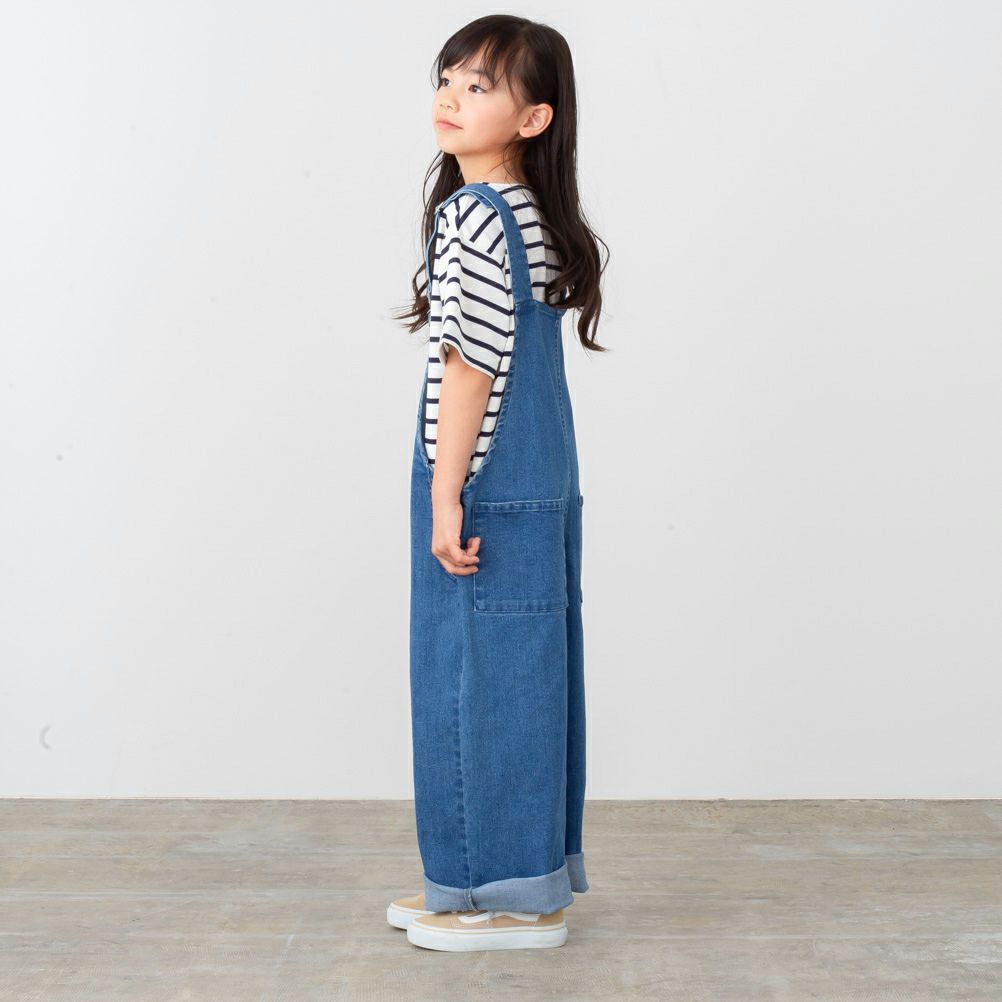 NAVY ストレッチデニムサロペット キッズ