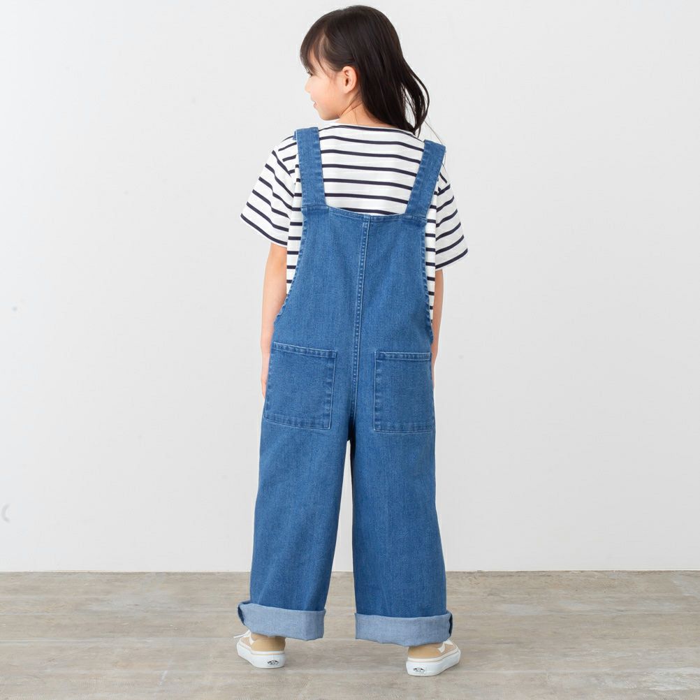 NAVY ストレッチデニムサロペット キッズ