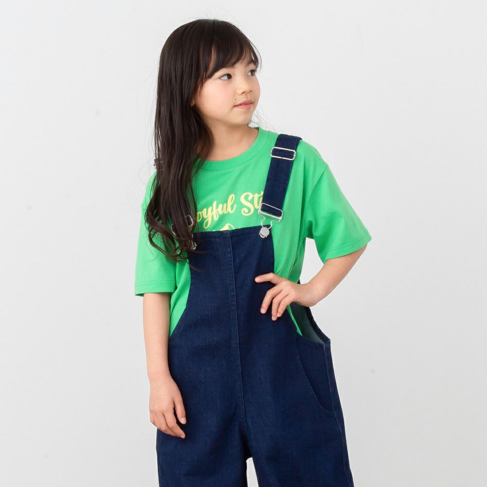 NAVY ストレッチデニムサロペット キッズ