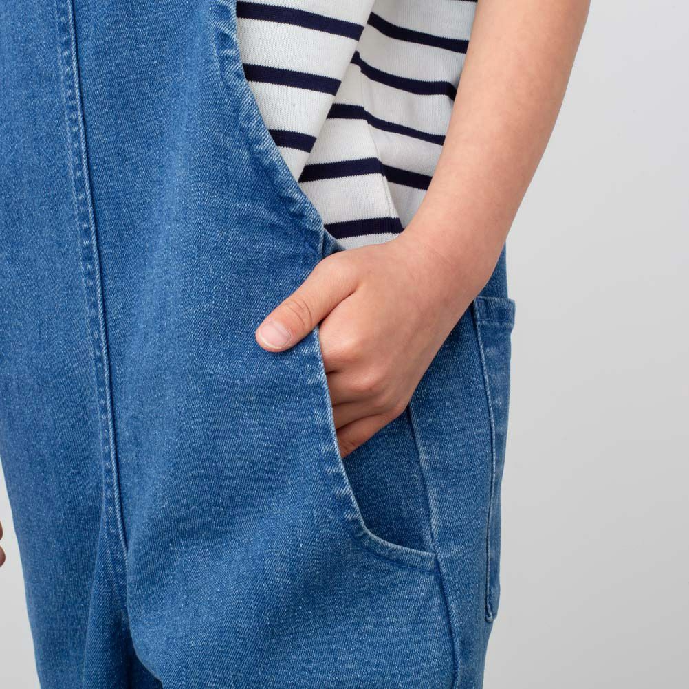 NAVY ストレッチデニムサロペット キッズ