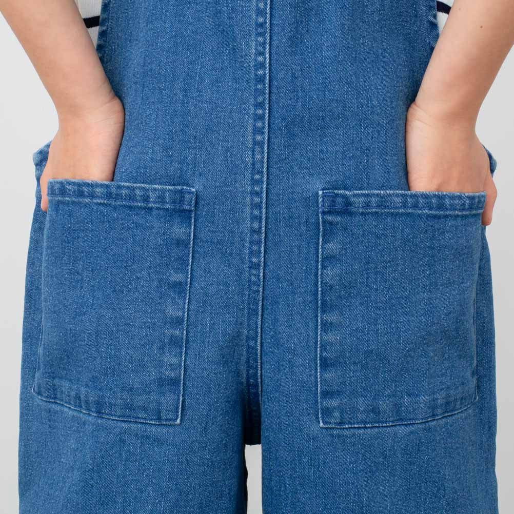 NAVY ストレッチデニムサロペット キッズ