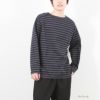 NAVY ボーダーボートネックロングスリーブTシャツ メンズ