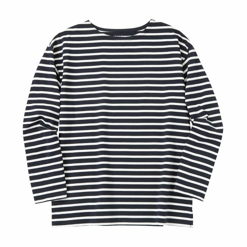 NAVY ボーダーボートネックロングスリーブTシャツ メンズ