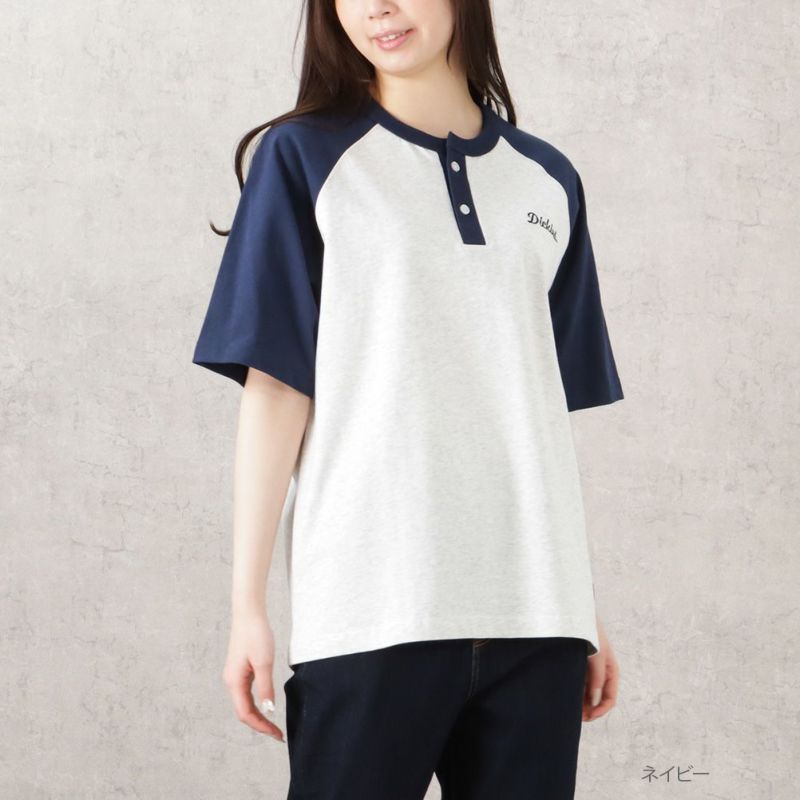 Dickies 袖配色ヘンリーネックTシャツ レディース メール便 対応商品商品画像-3