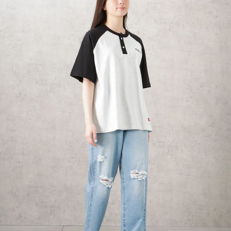 Dickies 袖配色ヘンリーネックTシャツ レディース