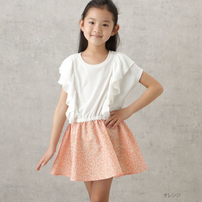 NAVY 花柄コンビワンピース キッズ商品画像-2