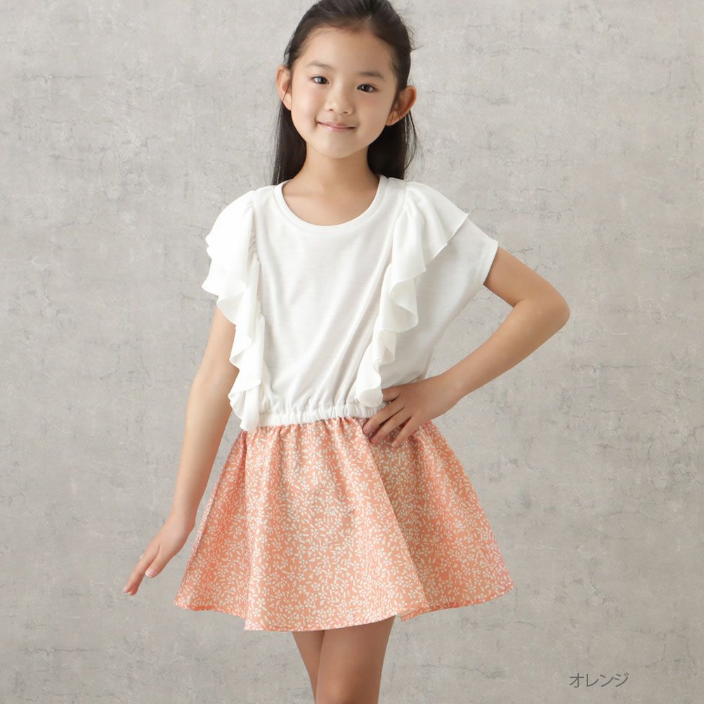 NAVY 花柄コンビワンピース キッズ