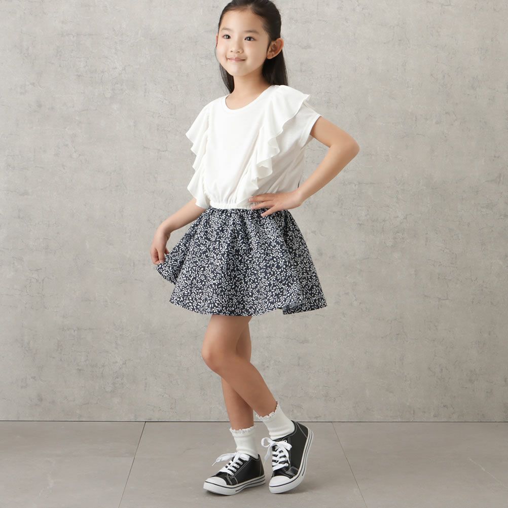 NAVY 花柄コンビワンピース キッズ商品サムネイル-4