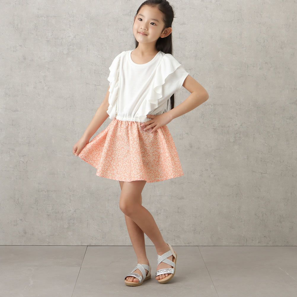 NAVY 花柄コンビワンピース キッズ