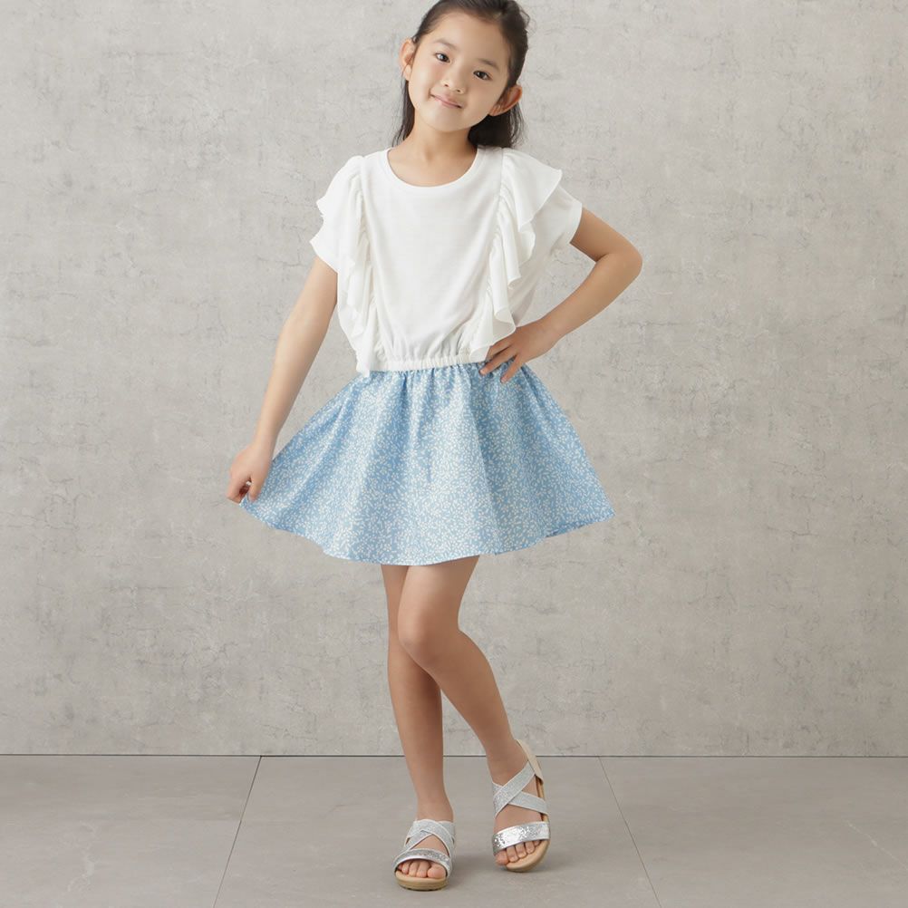 NAVY 花柄コンビワンピース キッズ