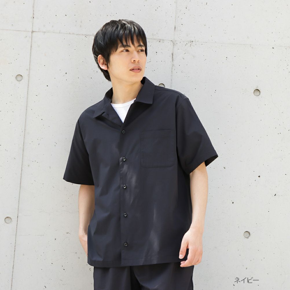 NAVY マイラク 半袖オープンカラーシャツ メンズ 