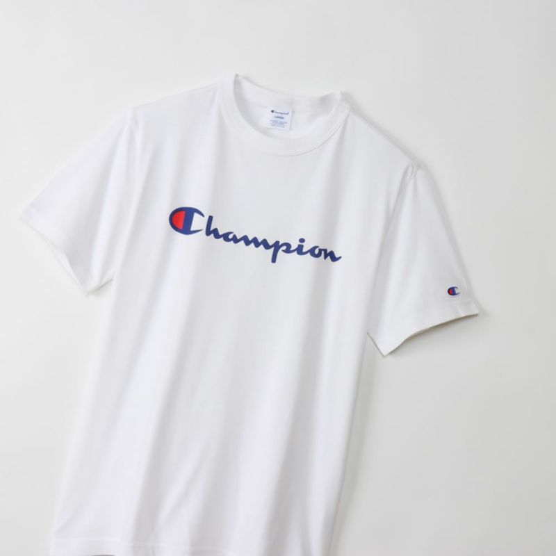 Champion スクリプトロゴプリントショートスリーブTシャツ メンズ