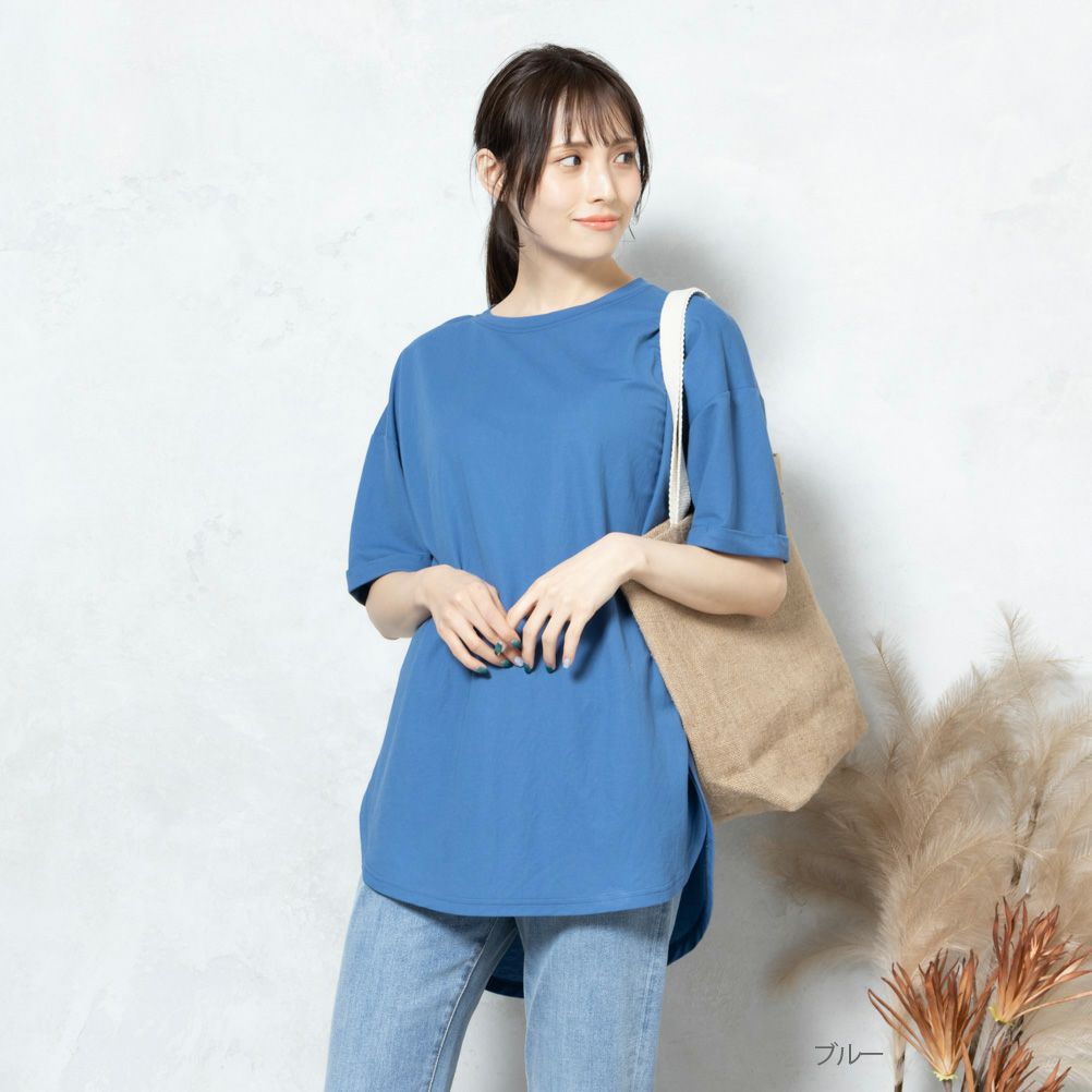 NAVY SARARI 冷感ラウンドチュニックTシャツ レディース