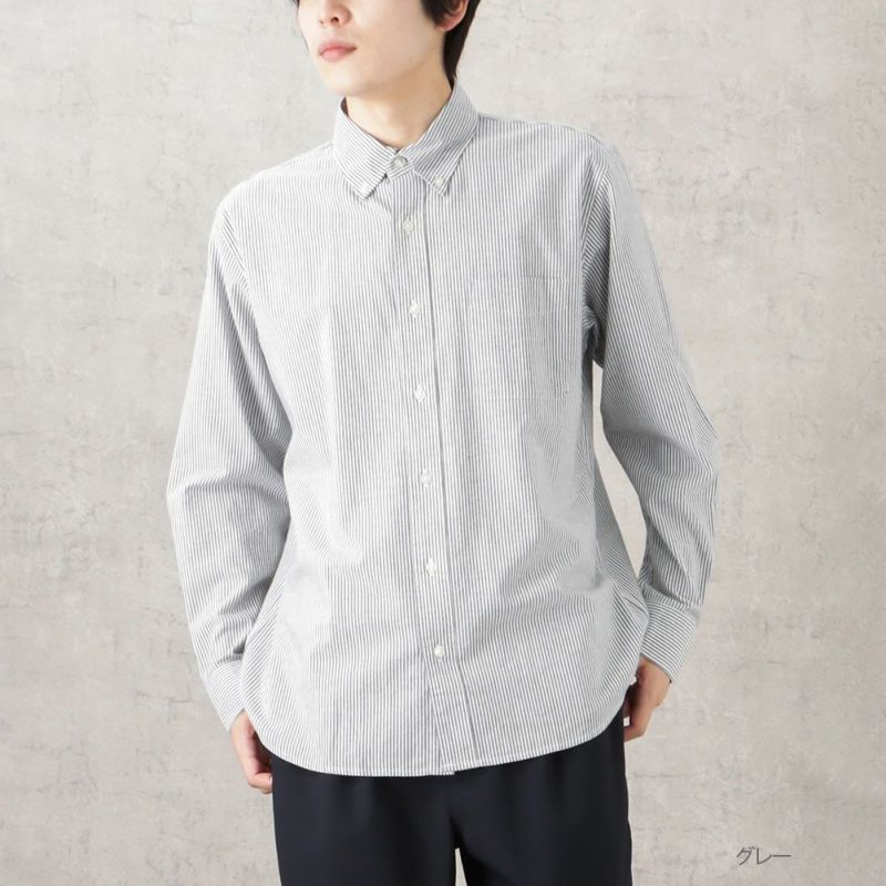 NAVY オックスストライプボタンダウンシャツ メンズ商品画像-1
