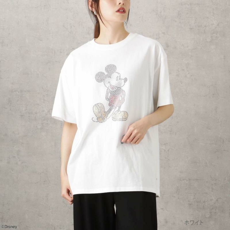 Disney ミッキーマウス / ラインストーンTシャツ レディース ネコポス 対応商品