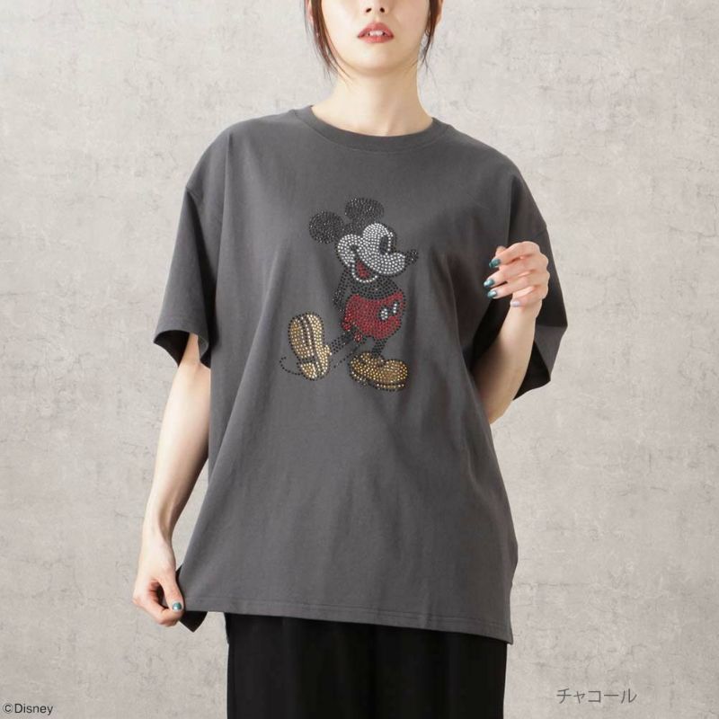 Disney ミッキーマウス / ラインストーンTシャツ レディース ネコポス 対応商品